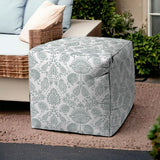 17" Blue Cube Indoor Outdoor Pouf Cover - Homeroots
