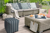 17" Blue Cube Striped Indoor Outdoor Pouf Cover - Homeroots