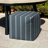 17" Blue Cube Striped Indoor Outdoor Pouf Cover - Homeroots