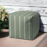 17" Green Cube Striped Indoor Outdoor Pouf Cover - Homeroots