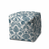 17" Turquoise Cube Indoor Outdoor Pouf Cover - Homeroots
