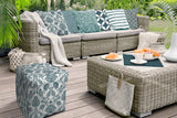 17" Turquoise Cube Indoor Outdoor Pouf Cover - Homeroots
