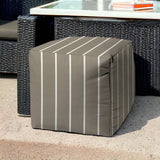 17" Taupe Cube Striped Indoor Outdoor Pouf Cover - Homeroots