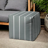 17" Gray Cube Striped Indoor Outdoor Pouf Cover - Homeroots