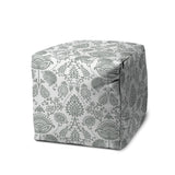 17" Gray Cube Indoor Outdoor Pouf Cover - Homeroots