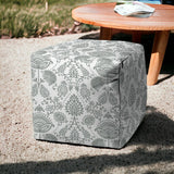 17" Gray Cube Indoor Outdoor Pouf Cover - Homeroots