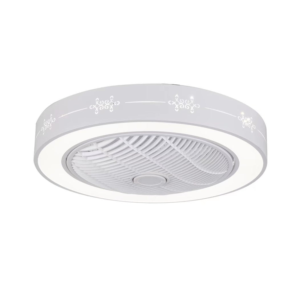White Modern Flush LED Ceiling Fan and Light - Homeroots