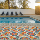 2' X 4' Orange And Ivory Moroccan Stain Resistant Indoor Outdoor Area Rug - Homeroots - Flyclothing LLC