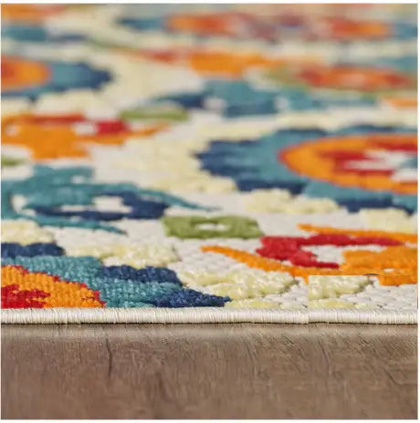 3' X 5' Orange And Ivory Moroccan Stain Resistant Indoor Outdoor Area Rug - Homeroots - Flyclothing LLC