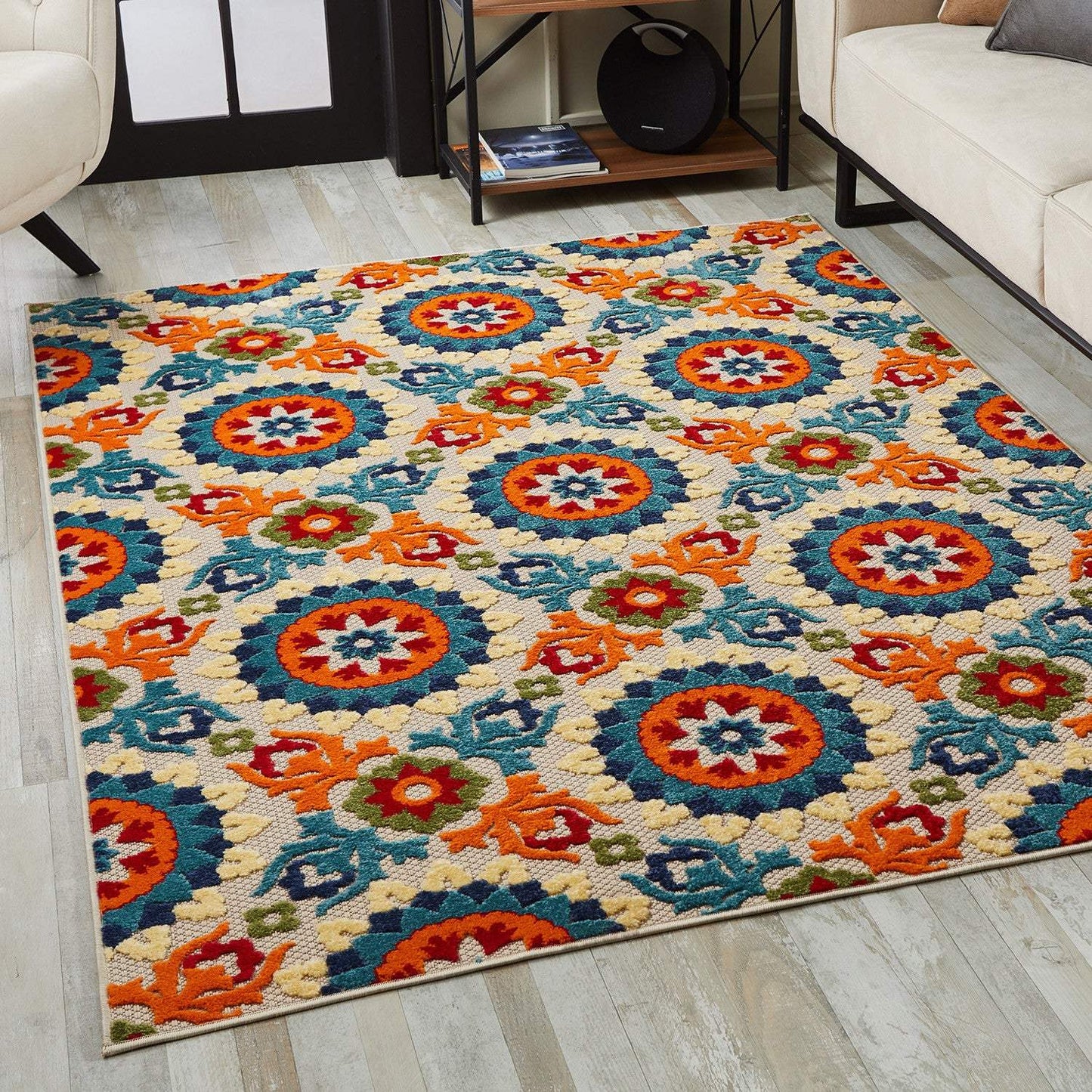 3' X 5' Orange And Ivory Moroccan Stain Resistant Indoor Outdoor Area Rug - Homeroots - Flyclothing LLC
