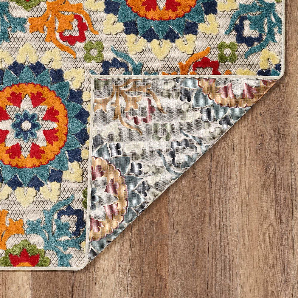 7' X 9' Orange And Ivory Moroccan Stain Resistant Indoor Outdoor Area Rug - Homeroots - Flyclothing LLC