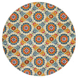 8' Round Orange And Ivory Round Moroccan Stain Resistant Indoor Outdoor Area Rug - Homeroots