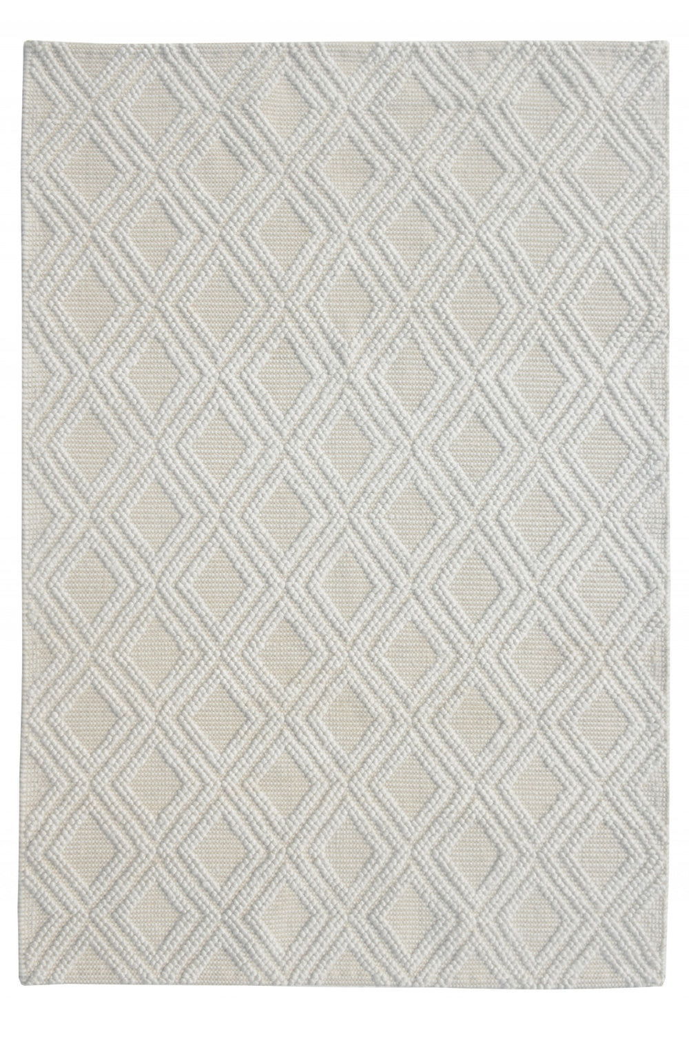 5' X 7' Ivory Geometric Handmade Area Rug - Homeroots