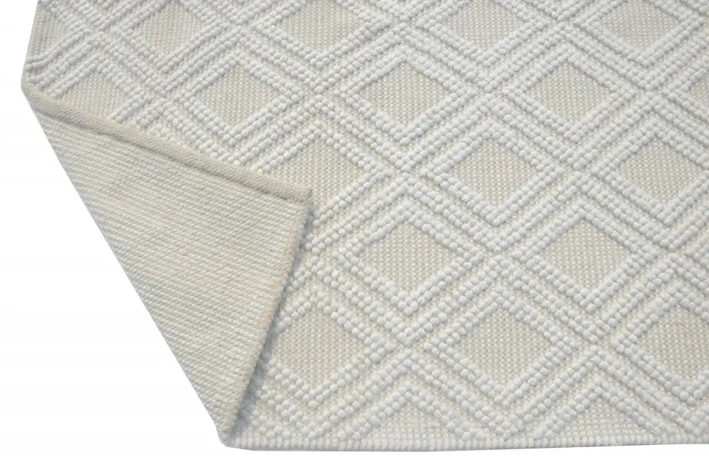 8' X 11' Ivory Geometric Handmade Area Rug - Homeroots - Flyclothing LLC