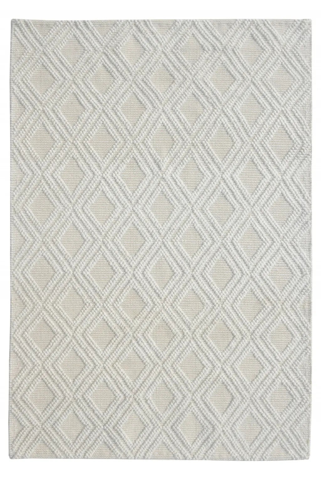 9' X 13' Ivory Diamond Lattice Modern Area Rug - Homeroots - Flyclothing LLC