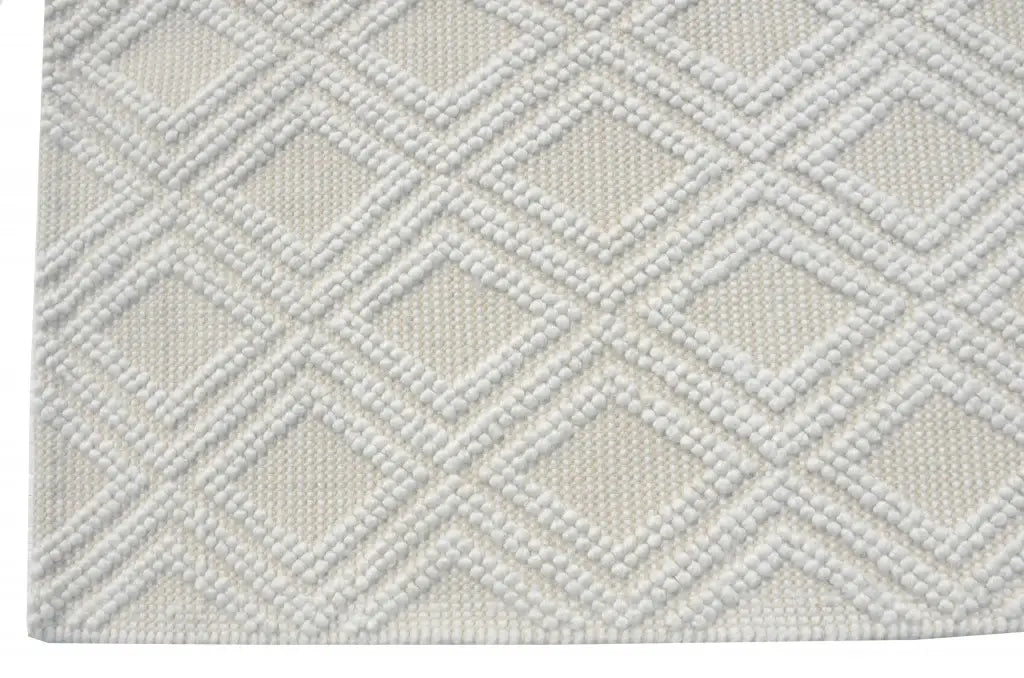 9' X 13' Ivory Diamond Lattice Modern Area Rug - Homeroots - Flyclothing LLC