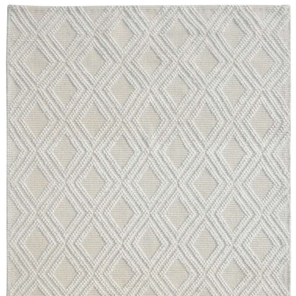 9' X 13' Ivory Diamond Lattice Modern Area Rug - Homeroots - Flyclothing LLC