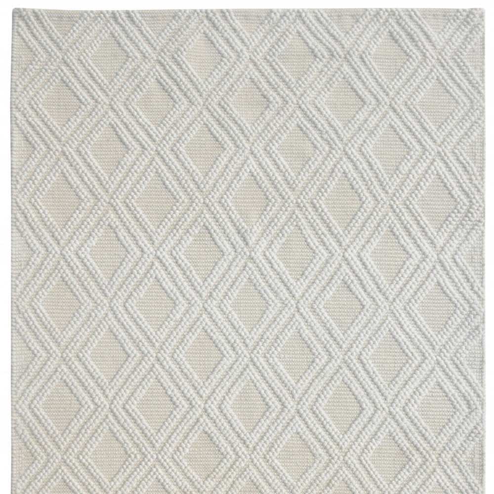 9' X 13' Ivory Diamond Lattice Modern Area Rug - Homeroots - Flyclothing LLC