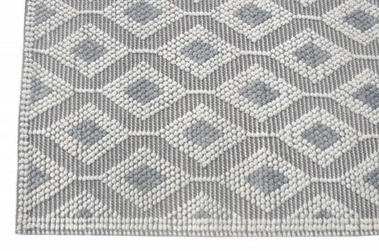 8' X 11' Gray and Ivory Geometric Handmade Area Rug - Homeroots - Flyclothing LLC