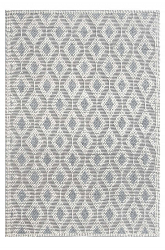 9' X 13' Ivory Gray Diamond Trellis Modern Area Rug - Homeroots - Flyclothing LLC