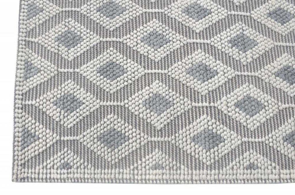 9' X 13' Ivory Gray Diamond Trellis Modern Area Rug - Homeroots - Flyclothing LLC