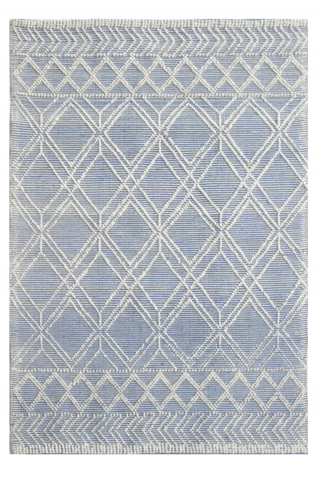 5' X 7' Blue and Ivory Geometric Handmade Area Rug - Homeroots - Flyclothing LLC