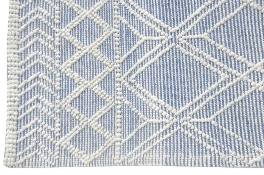 5' X 7' Blue and Ivory Geometric Handmade Area Rug - Homeroots - Flyclothing LLC