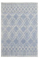 6' X 9' Blue and Ivory Geometric Handmade Area Rug - Homeroots - Flyclothing LLC