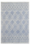 6' X 9' Blue and Ivory Geometric Handmade Area Rug