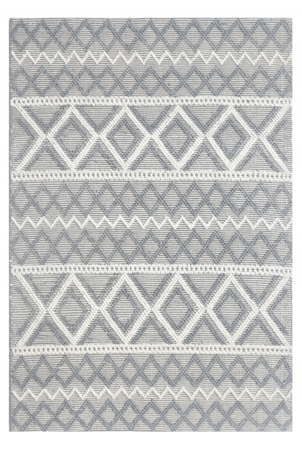 6' X 9' Gray and Ivory Geometric Handmade Area Rug - Homeroots
