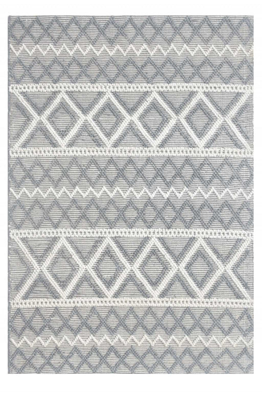 6' X 9' Gray and Ivory Geometric Handmade Area Rug - Homeroots - Flyclothing LLC