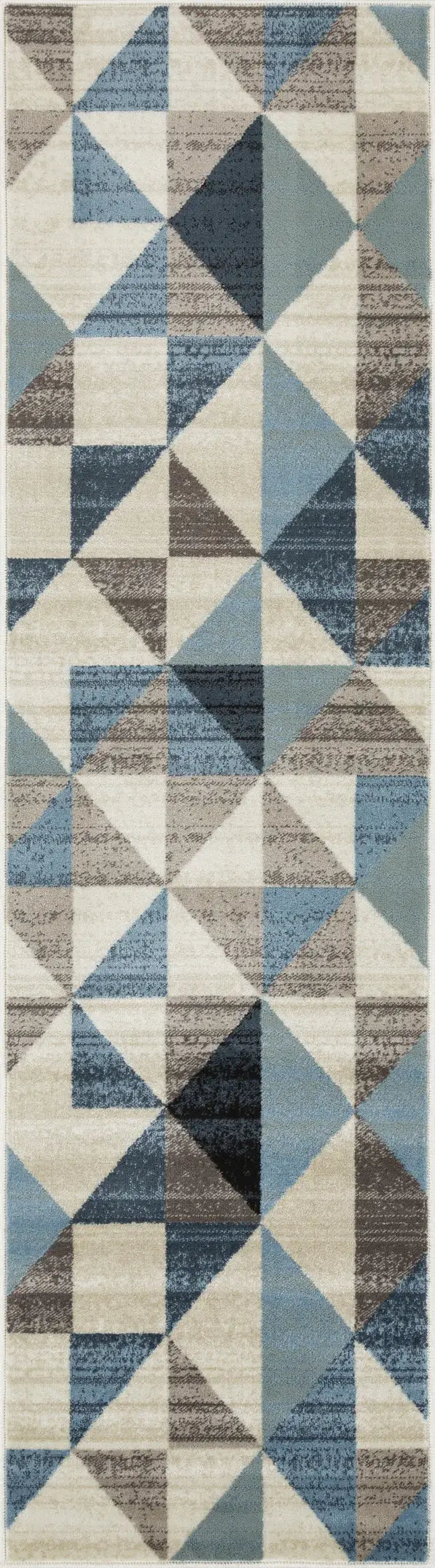 8' Runner Blue Geometric Runner Rug - Homeroots - Flyclothing LLC