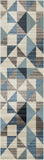 8' Runner Blue Geometric Runner Rug