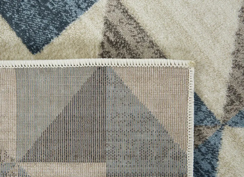 8' Runner Blue Geometric Runner Rug - Homeroots - Flyclothing LLC