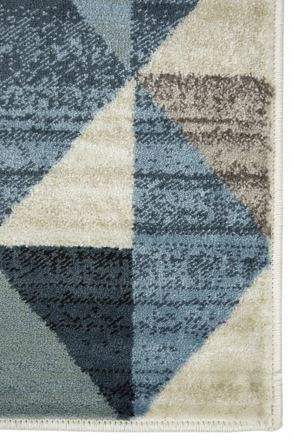8' Runner Blue Geometric Runner Rug - Homeroots - Flyclothing LLC