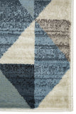 8' Runner Blue Geometric Runner Rug - Homeroots