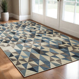 3' X 5' Blue Geometric Area Rug - Homeroots