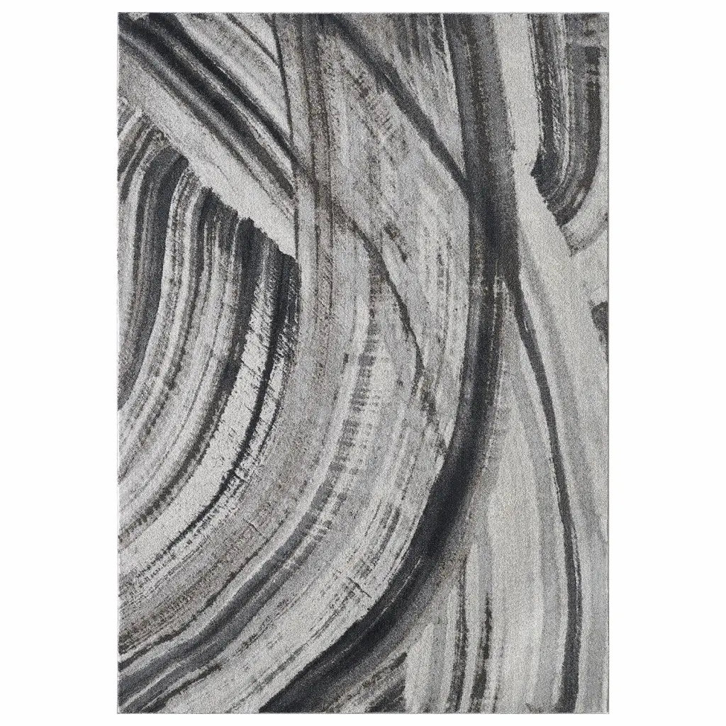 3' X 5' Gray and Ivory Abstract Area Rug - Homeroots - Flyclothing LLC