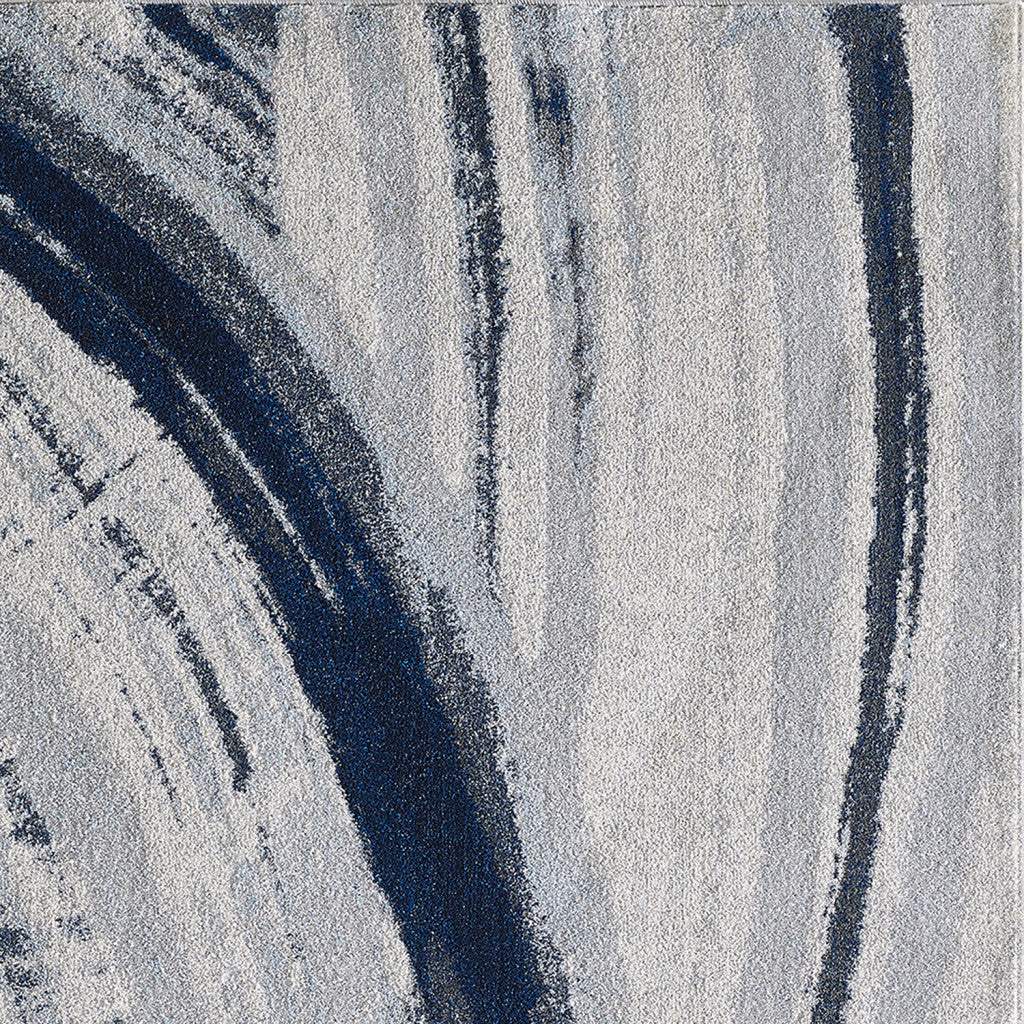 8' X 11' Ivory and Blue Abstract Area Rug - Homeroots - Flyclothing LLC