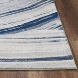 10' X 13' Navy Ivory Abstract Strokes Modern Area Rug - Homeroots - Flyclothing LLC