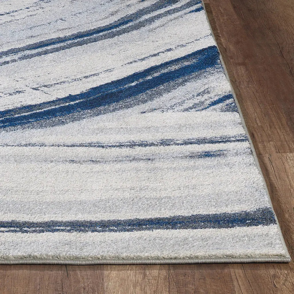 10' X 13' Navy Ivory Abstract Strokes Modern Area Rug - Homeroots - Flyclothing LLC
