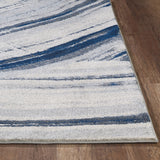 10' X 13' Navy Ivory Abstract Strokes Modern Area Rug - Homeroots