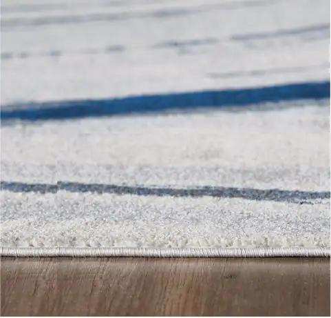 10' X 13' Navy Ivory Abstract Strokes Modern Area Rug - Homeroots - Flyclothing LLC