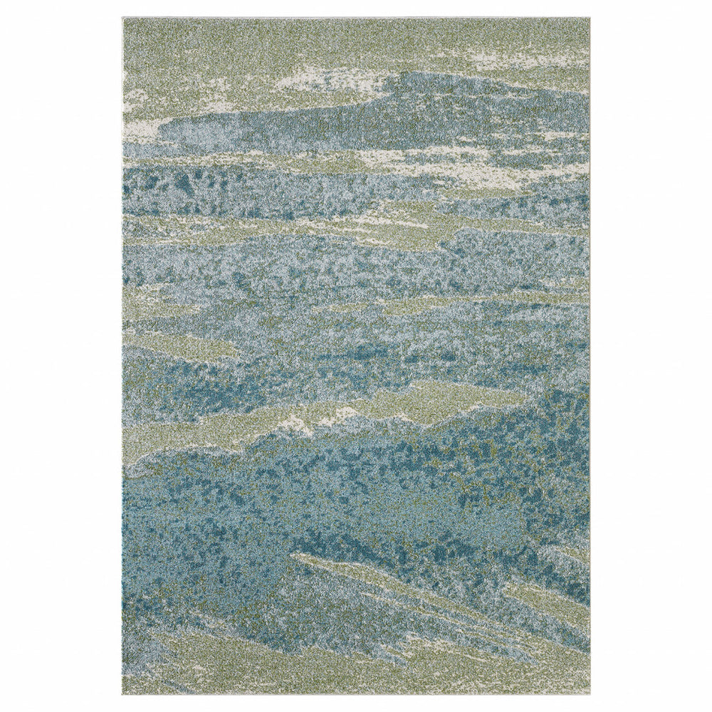 7' X 10' Blue Abstract Area Rug - Homeroots