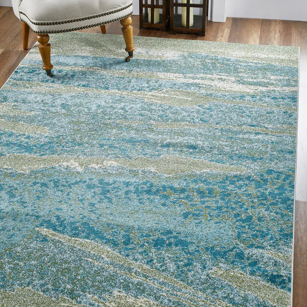 7' X 10' Blue Abstract Area Rug - Homeroots - Flyclothing LLC