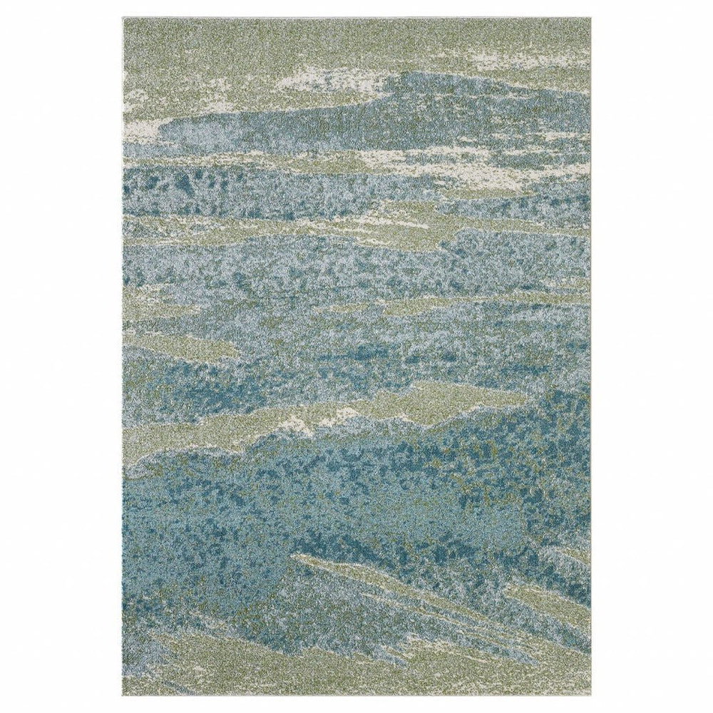 8' X 11' Blue Abstract Area Rug - Homeroots