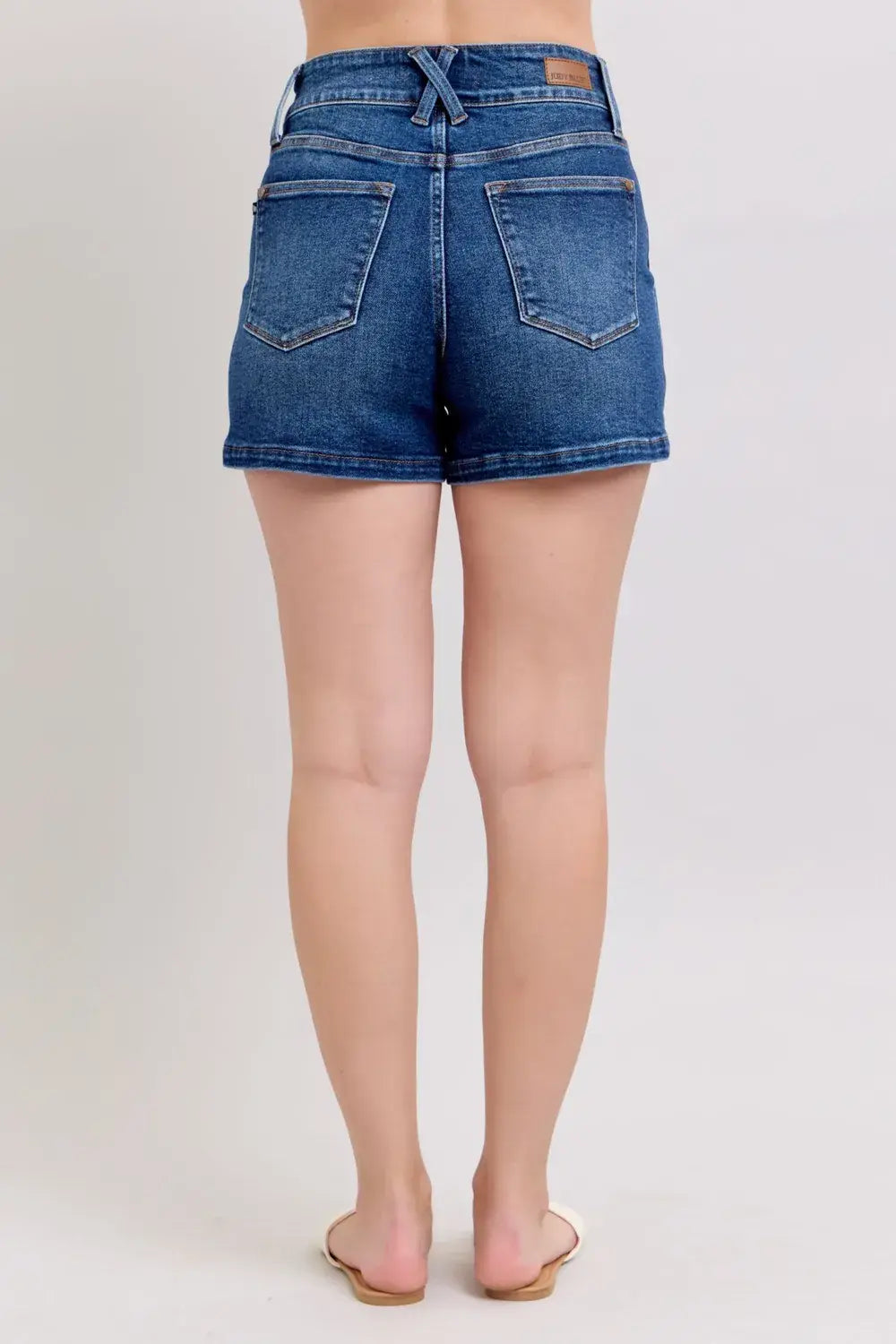 Judy Blue Full Size Double Button Waistband Denim Shorts Plus Size - Trendsi - Flyclothing LLC