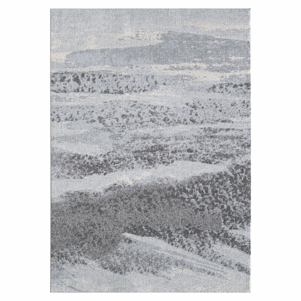 5' X 8' Blue and Gray Abstract Area Rug - Homeroots