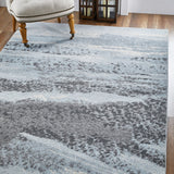 5' X 8' Blue and Gray Abstract Area Rug - Homeroots