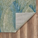 5' X 8' Blue and Beige Abstract Waves Area Rug - Homeroots